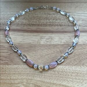 Opalite Pink Clear Glass Necklace